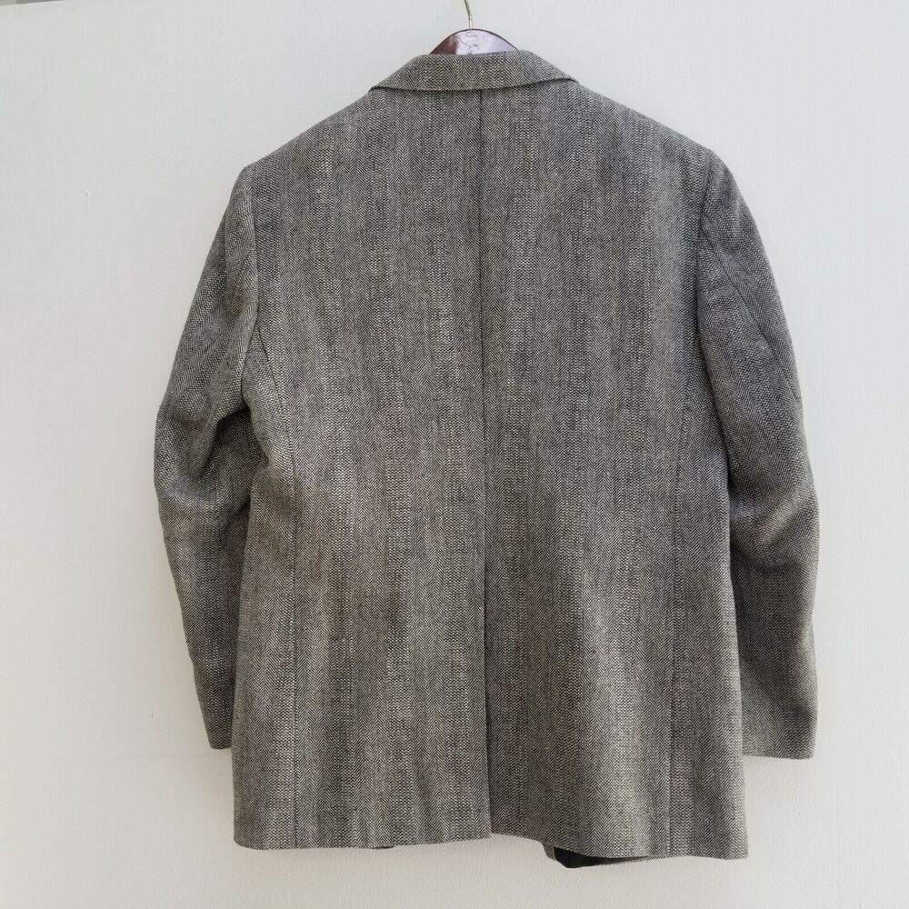 Haggar Mens Wool Silk Sport Tweed Coat 42L Gray Herringbone Blazer Suit Jacket - Picture 7 of 11